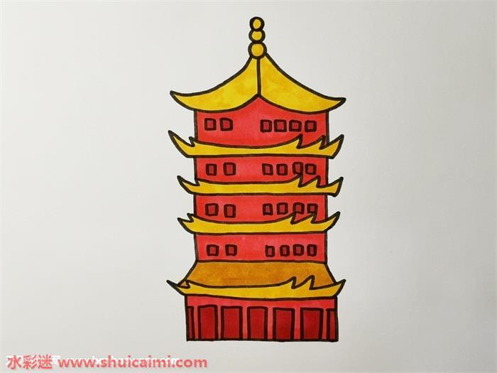 黄鹤楼怎么画 黄鹤楼简笔画简单彩色