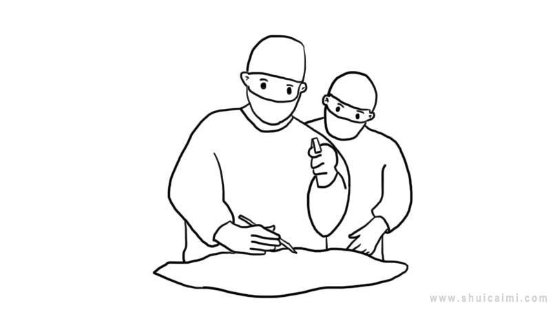两个医生正在抢护病人简笔画怎么画 两个医生正在抢护病人简笔画简单