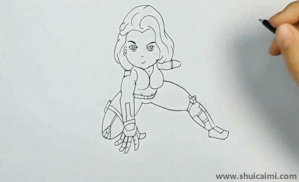 黑寡妇儿童画怎么画 黑寡妇简笔画彩色卡通Q版