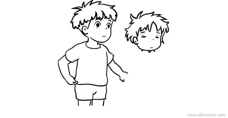 波妞宗介儿童画怎么画 波妞宗介简笔画步骤