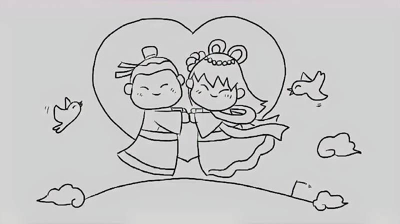 牛郎织女连环画简笔画 牛郎织女连环画简笔画图片