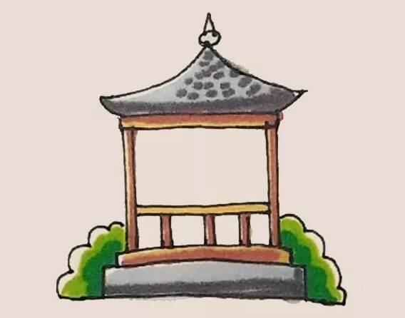 亭子简笔画 公园小亭子简笔画