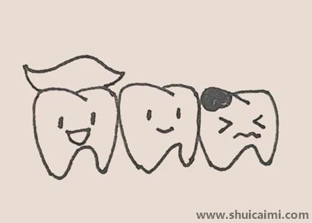 牙齿彩色儿童简笔画