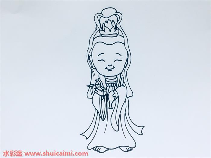 观音菩萨怎么画 观音菩萨简笔画简单好看带颜色