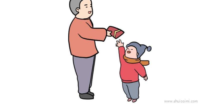 发压岁钱儿童画怎么画 发压岁钱简笔画图片大全