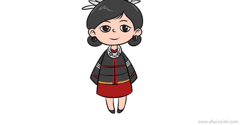 黎族姑娘儿童画怎么画 黎族姑娘简笔画图片大全