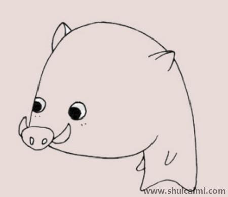 可爱野猪儿童简笔画