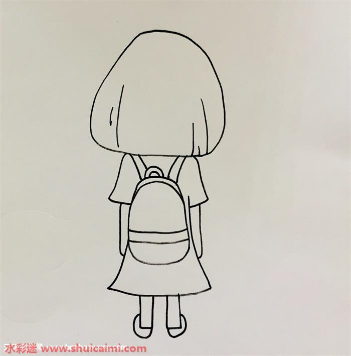 女孩和猫背影怎么画 女孩和猫背影简笔画步骤图