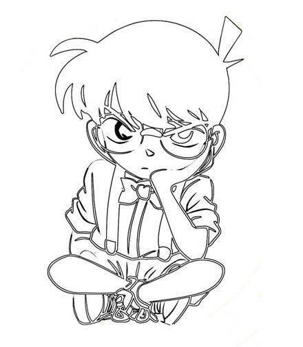 柯南简笔画 手绘柯南头像简笔画
