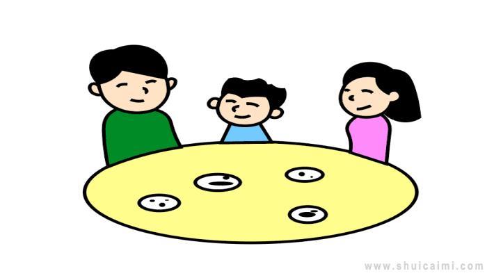 全家一起吃团圆饭简笔画怎么画 全家一起吃团圆饭简笔画简单