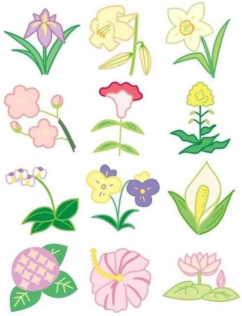 花朵简笔画彩色 春天花朵简笔画彩色