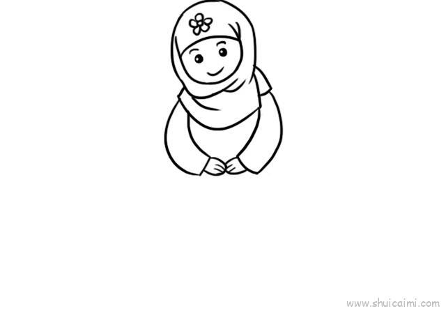 回族服饰小女孩儿童画怎么画 回族服饰小女孩简笔画图片大全