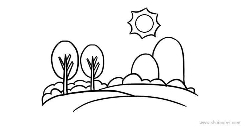 山水风景儿童画怎么画 山水风景简笔画图片大全