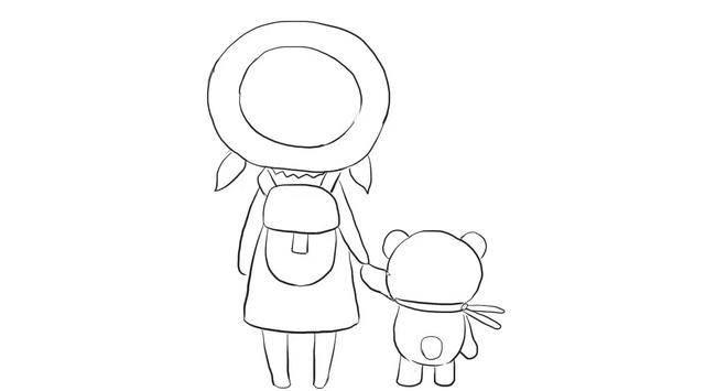 女孩背影简笔画 校园女孩背影简笔画