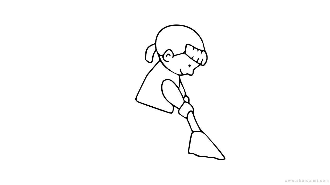 扫地简笔画怎么画 扫地简笔画图片大全