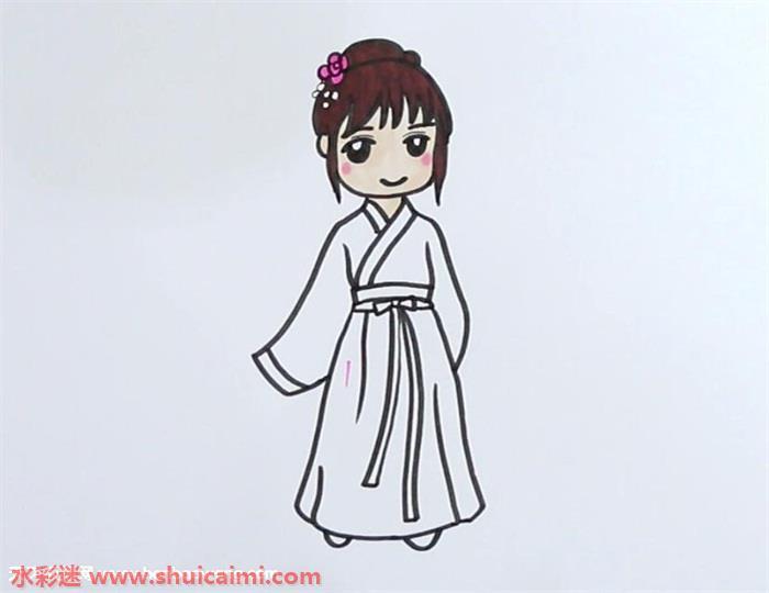 汉服女孩怎么画 汉服女孩简笔画简单彩色