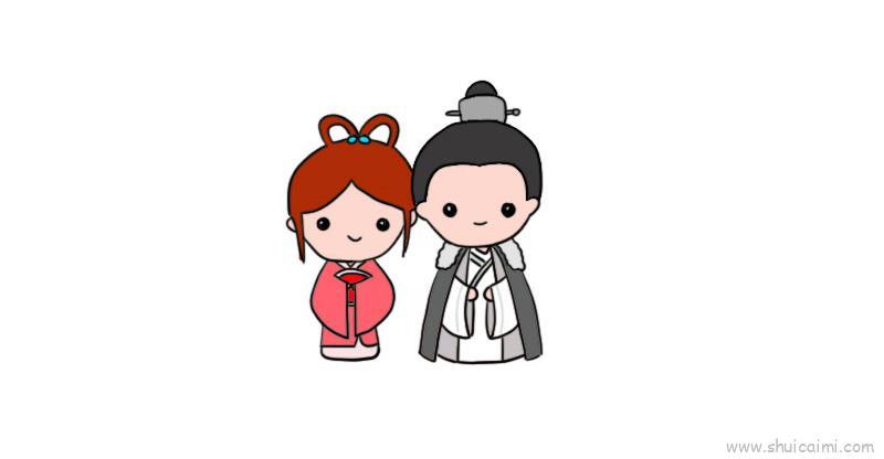 手绘q版情侣儿童画怎么画 手绘q版情侣简笔画简单