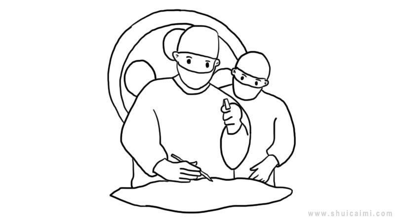 两个医生正在抢护病人简笔画怎么画 两个医生正在抢护病人简笔画简单