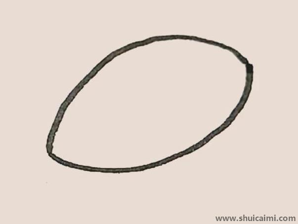 橄榄球带颜色儿童简笔画