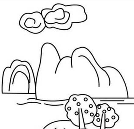 山水风景图片简笔画 绘画山水风景图片简笔画