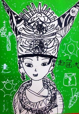 苗族简笔画 苗族简笔画人物彩色