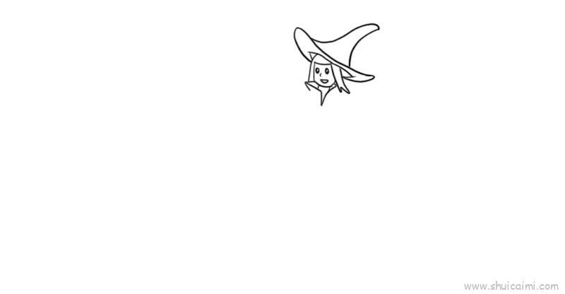 骑扫把女巫发糖果儿童画怎么画 骑扫把女巫发糖果简笔画简单