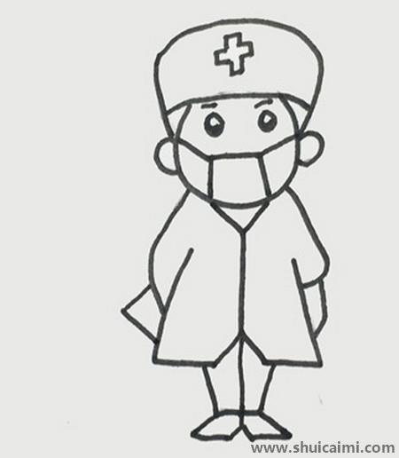 戴口罩的医生简笔画步骤