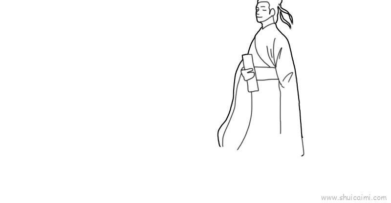 屈原儿童画怎么画 屈原简笔画顺序