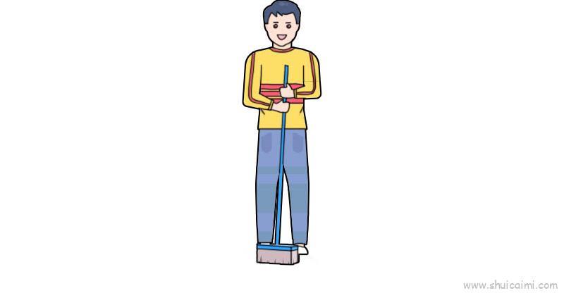 扫地儿童画怎么画 扫地简笔画顺序