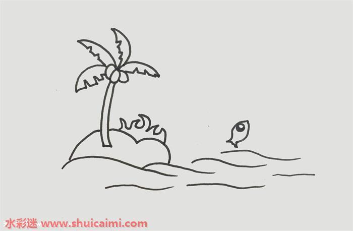 大海怎么画 大海简笔画图片带颜色