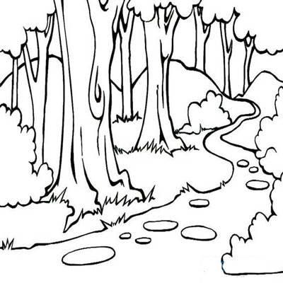 小溪简笔画 小河简笔画彩色