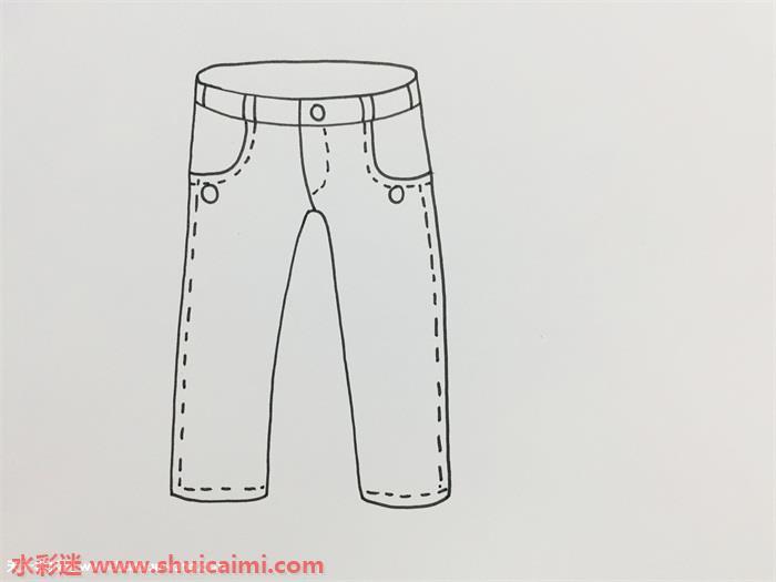 牛仔裤简笔画怎么画图片彩色