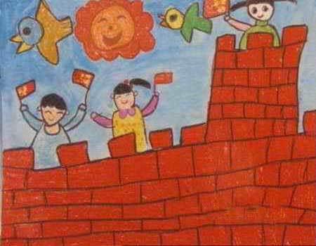 儿童简笔画长城 儿童简笔画长城彩色