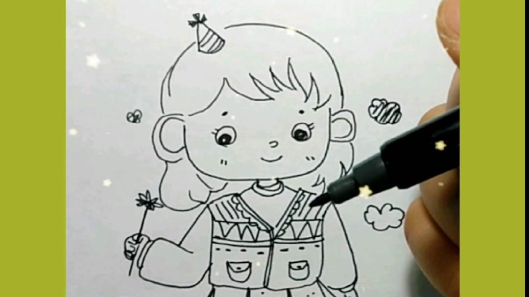 可爱的小女孩简笔画 美丽可爱的小女孩简笔画