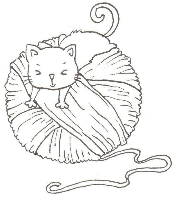 猫咪和线团的简笔画怎么画 猫咪和线团的简笔画好看