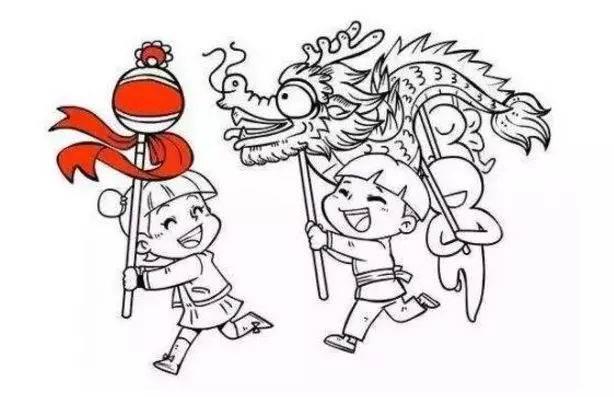 春节迎神简笔画图片 春节迎神简笔画图片彩色