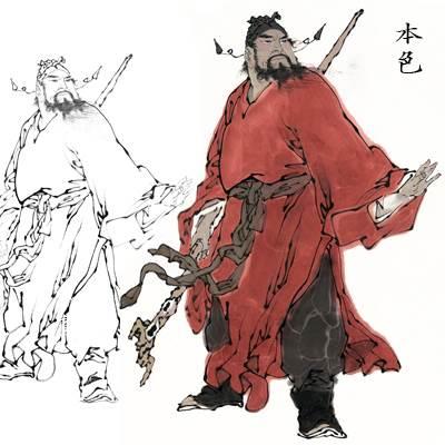 工笔画钟馗白描底稿 钟馗工笔白描人物线稿