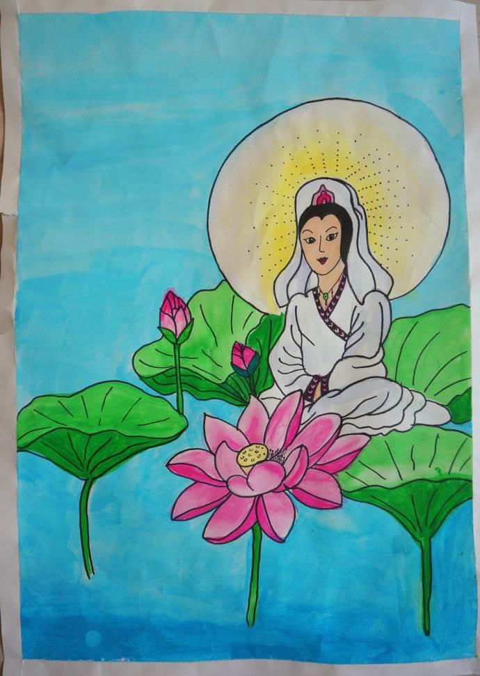 观音菩萨简笔画带颜色 观音菩萨简笔画带颜色怎么画