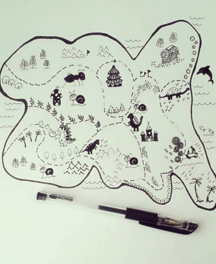 藏宝图简笔画 地图藏宝图简笔画