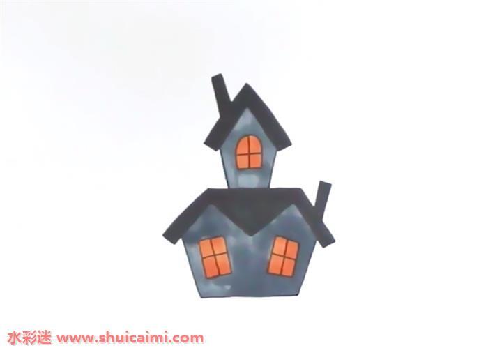 万圣节恐怖城堡怎么画 万圣节恐怖城堡简笔画步骤