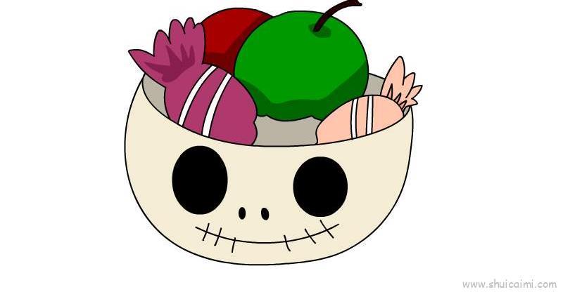 万圣节装满水果儿童画怎么画 万圣节装满水果简笔画步骤