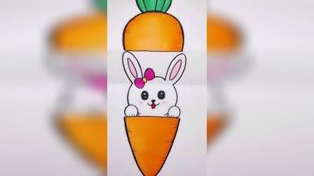 胡萝卜的简笔画 小兔子抱着胡萝卜的简笔画