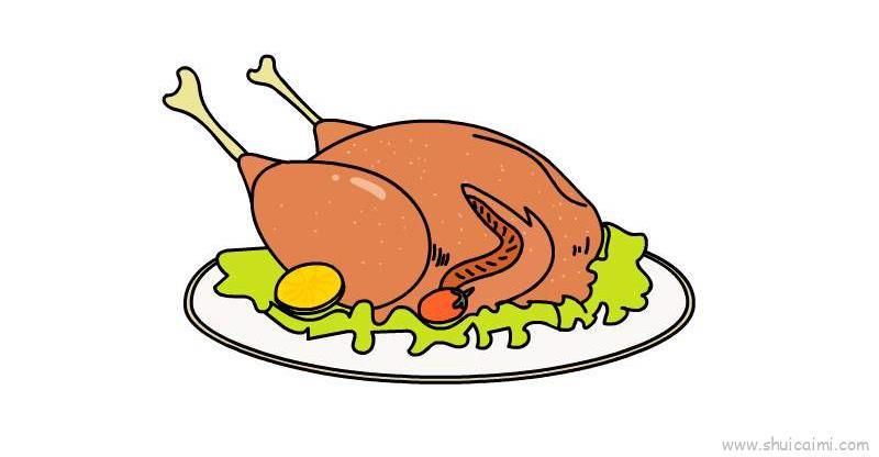 火鸡美食儿童画怎么画 火鸡美食简笔画简单