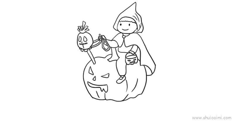 女巫与南瓜儿童画怎么画 女巫与南瓜简笔画简单又好看