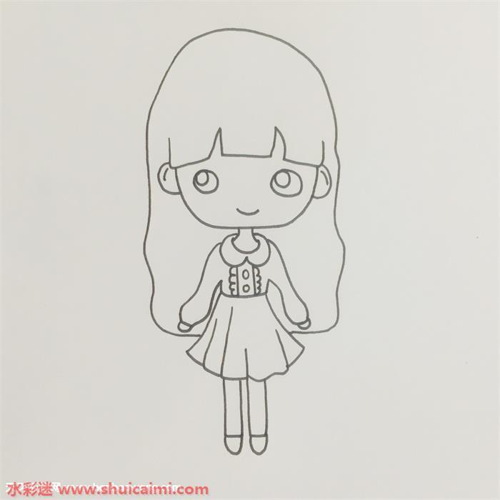 全身人物长发女生怎么画 长发女生简笔画步骤图