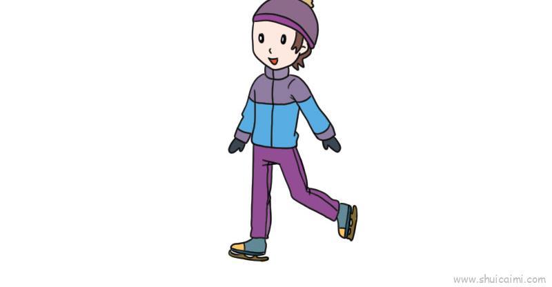 滑冰儿童画怎么画 滑冰简笔画步骤