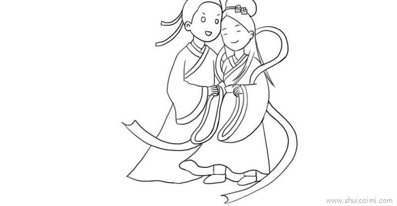 牛郎织女儿童画怎么画 牛郎织女简笔画步骤