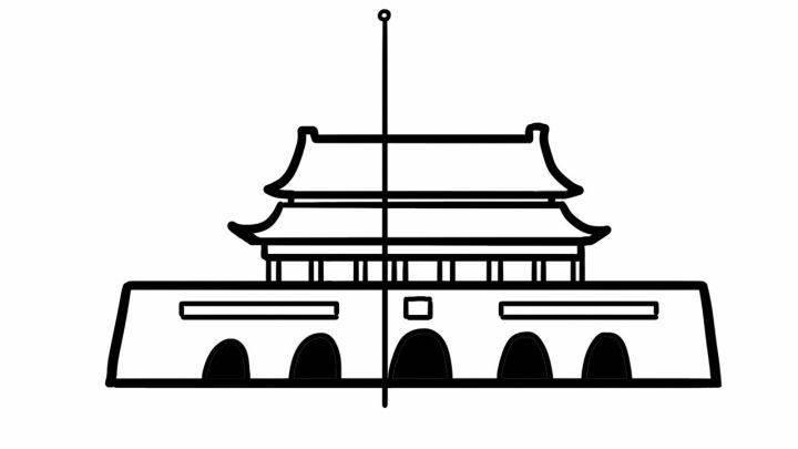 北京天门的简笔画 北京天门简笔画画法