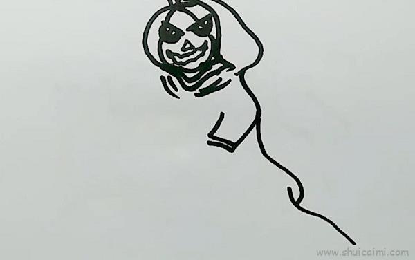 南瓜死神儿童画怎么画 南瓜死神简笔画图片