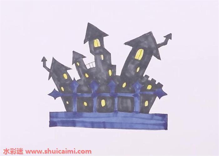 万圣节鬼屋怎么画 鬼屋简笔画漂亮卡通